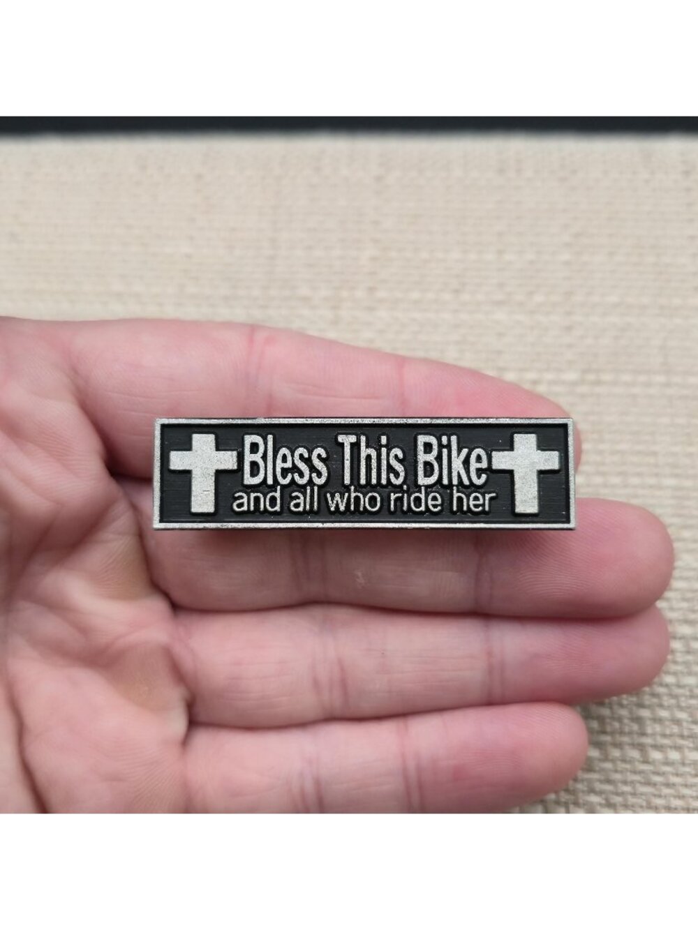 Bless This Bike and All Who Ride Her Motorcycle Enamel Pin A8534